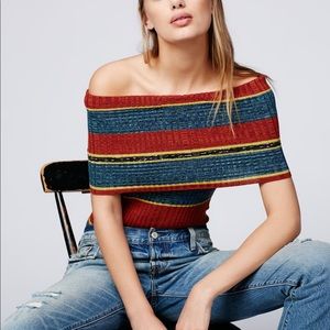 Free People Carly Cowl Striped Top Size Small